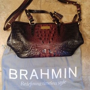 Brahmin Crocodile Leather Tote Brown